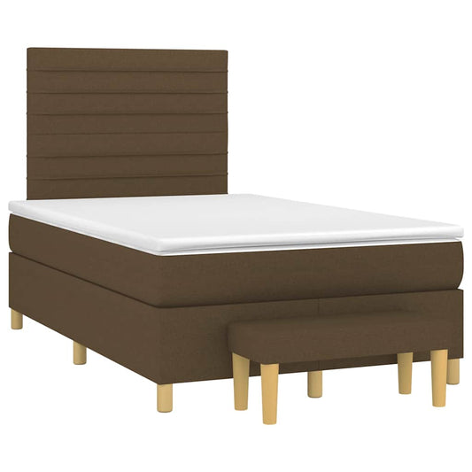 vidaXL Κρεβάτι Boxspring με Στρώμα Σκούρο Καφέ 120x190 εκ Υφασμάτινο