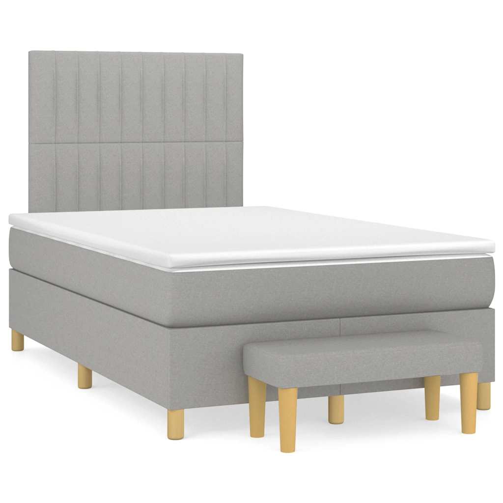 vidaXL Κρεβάτι Boxspring με Στρώμα Ανοιχτό Γκρι 120x190 εκ. Υφασμάτινο