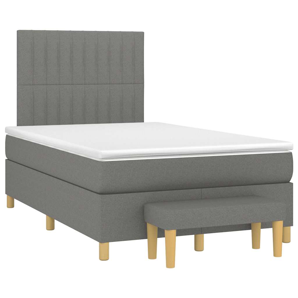vidaXL Κρεβάτι Boxspring με Στρώμα Σκούρο Γκρι 120x190 εκ Υφασμάτινο