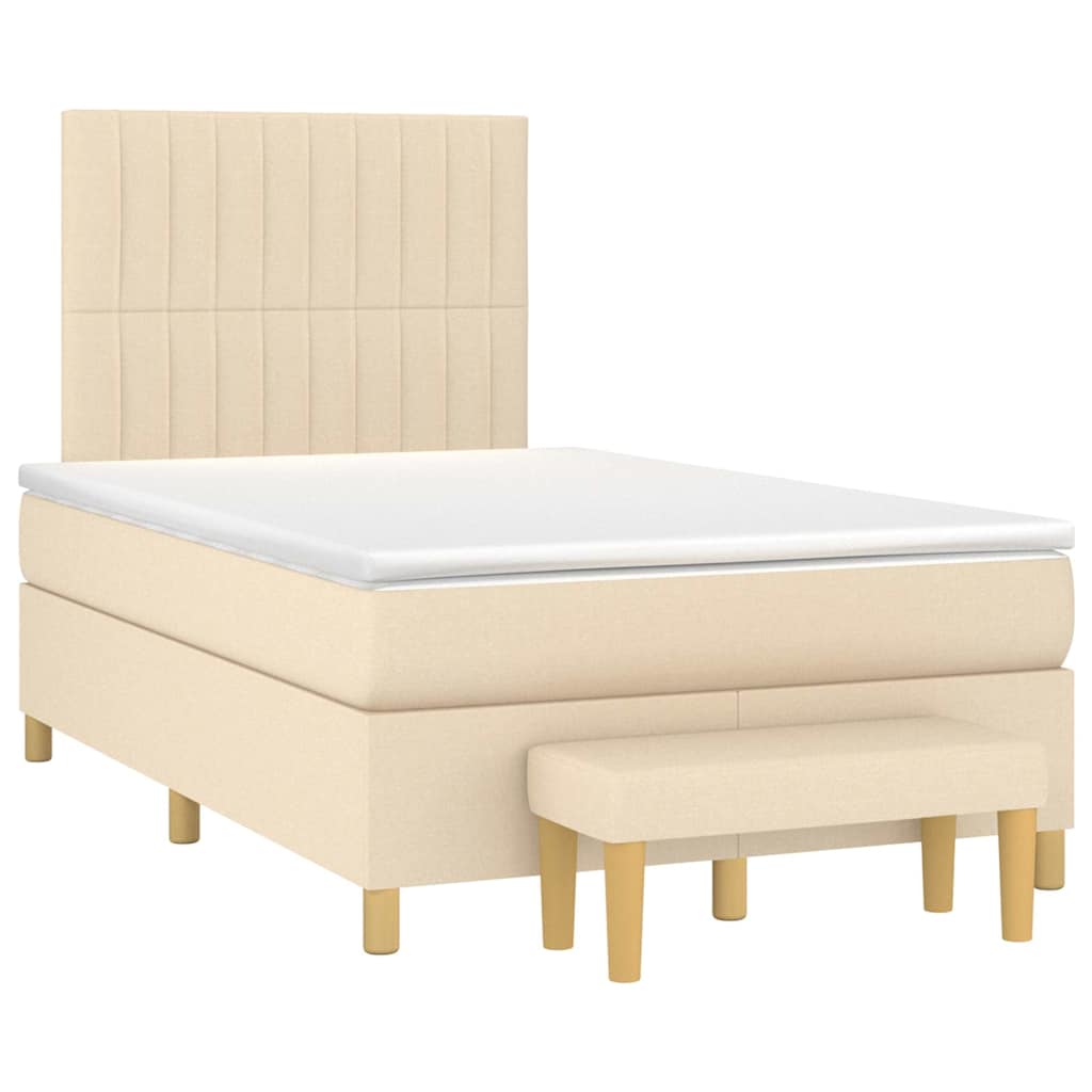 vidaXL Κρεβάτι Boxspring με Στρώμα Κρεμ 120x190 εκ. Υφασμάτινο