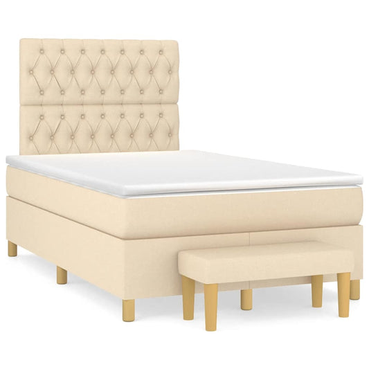 vidaXL Κρεβάτι Boxspring με Στρώμα Κρεμ 120x190 εκ. Υφασμάτινο