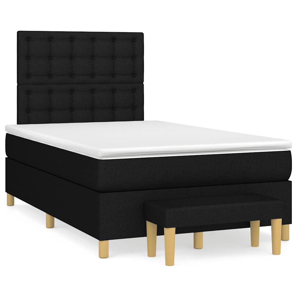 vidaXL Κρεβάτι Boxspring με Στρώμα Μαύρο 120x190 εκ. Υφασμάτινο