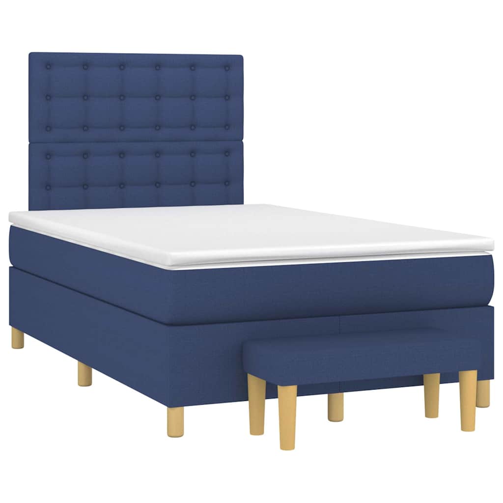 vidaXL Κρεβάτι Boxspring με Στρώμα Μπλε 120x190 εκ. Υφασμάτινο