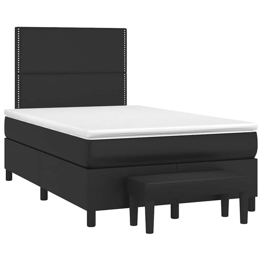 vidaXL Κρεβάτι Boxspring με Στρώμα Μαύρο 120x190εκ.από Συνθετικό Δέρμα