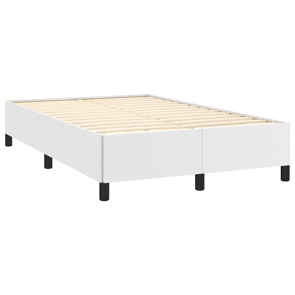 vidaXL Κρεβάτι Boxspring με Στρώμα Λευκό 120x190εκ.από Συνθετικό Δέρμα