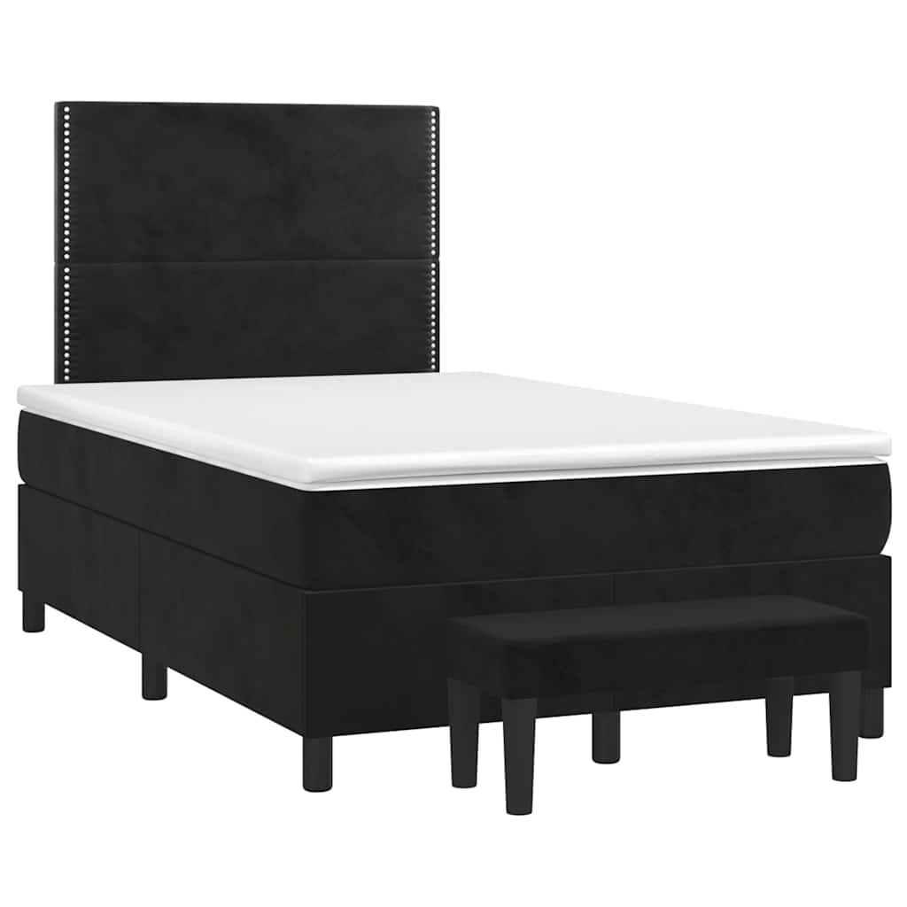 vidaXL Κρεβάτι Boxspring με Στρώμα Μαύρο 120x190 εκ. Βελούδινο