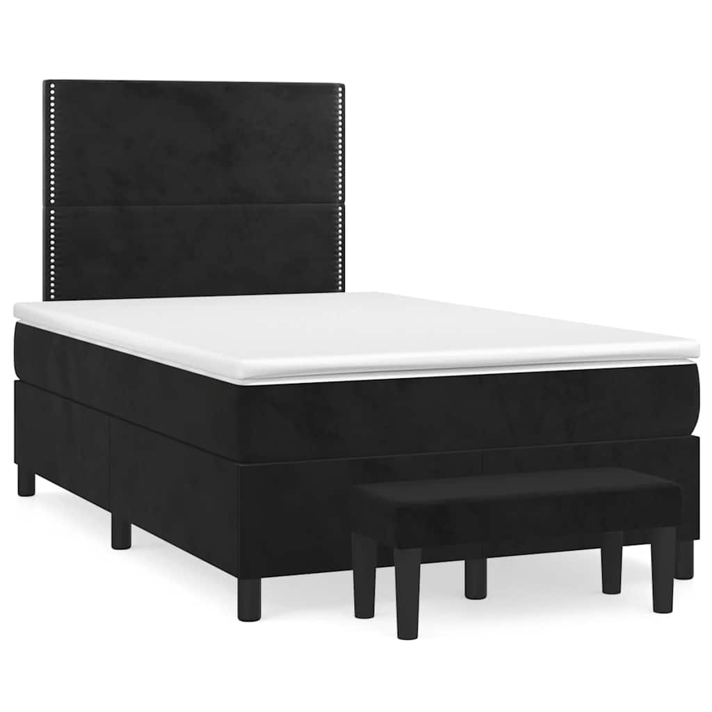 vidaXL Κρεβάτι Boxspring με Στρώμα Μαύρο 120x190 εκ. Βελούδινο