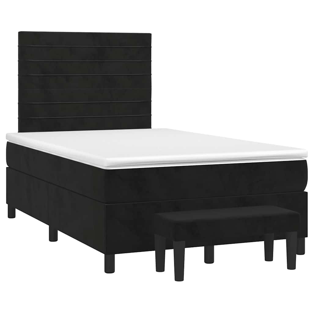 vidaXL Κρεβάτι Boxspring με Στρώμα Μαύρο 120x190 εκ. Βελούδινο