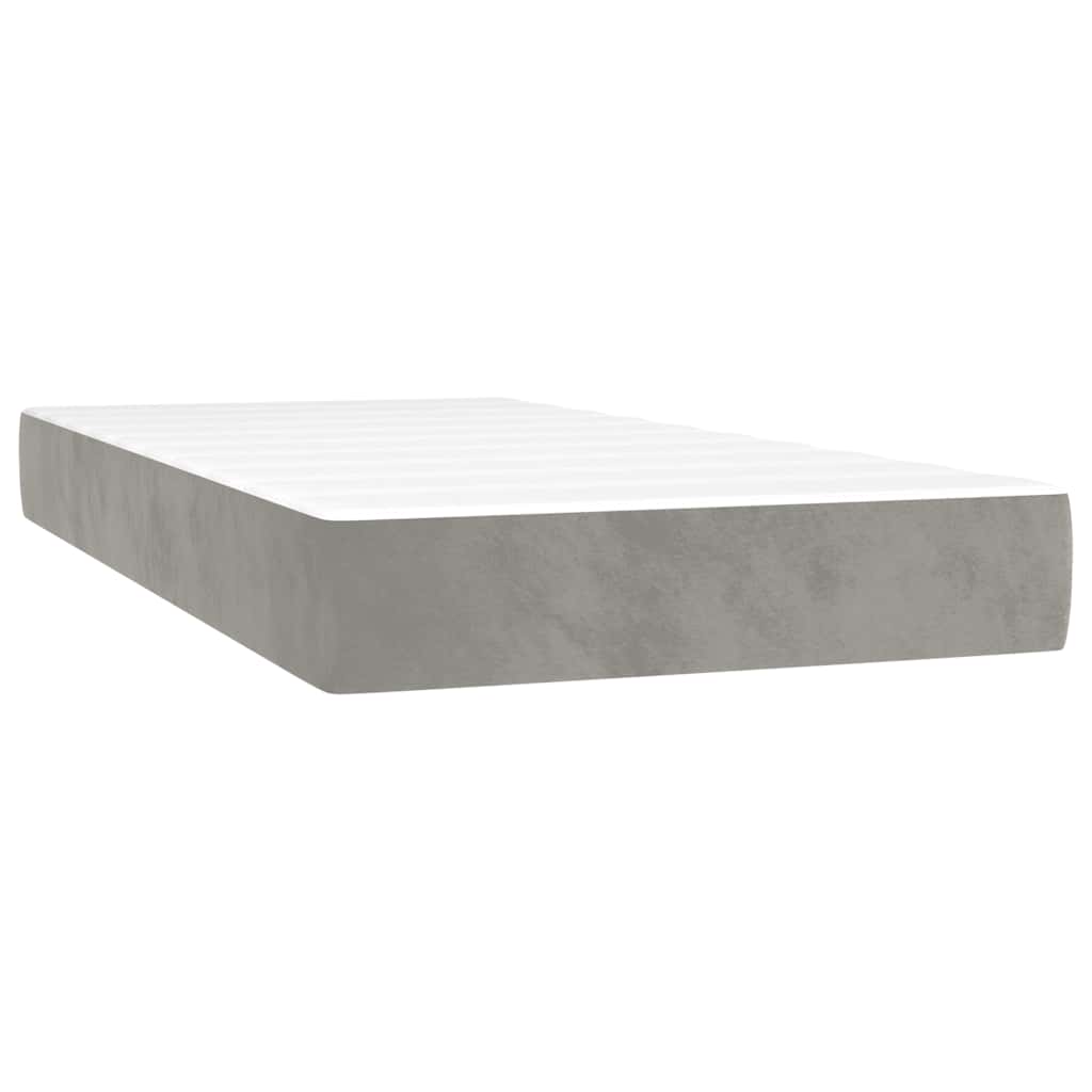vidaXL Κρεβάτι Boxspring με Στρώμα Ανοιχτό Γκρι 120x190 εκ. Βελούδινο
