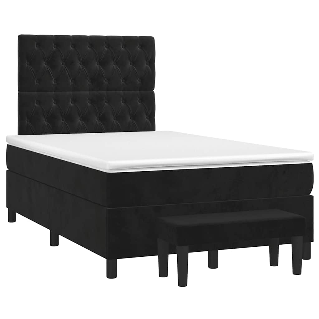 vidaXL Κρεβάτι Boxspring με Στρώμα Μαύρο 120x190 εκ. Βελούδινο