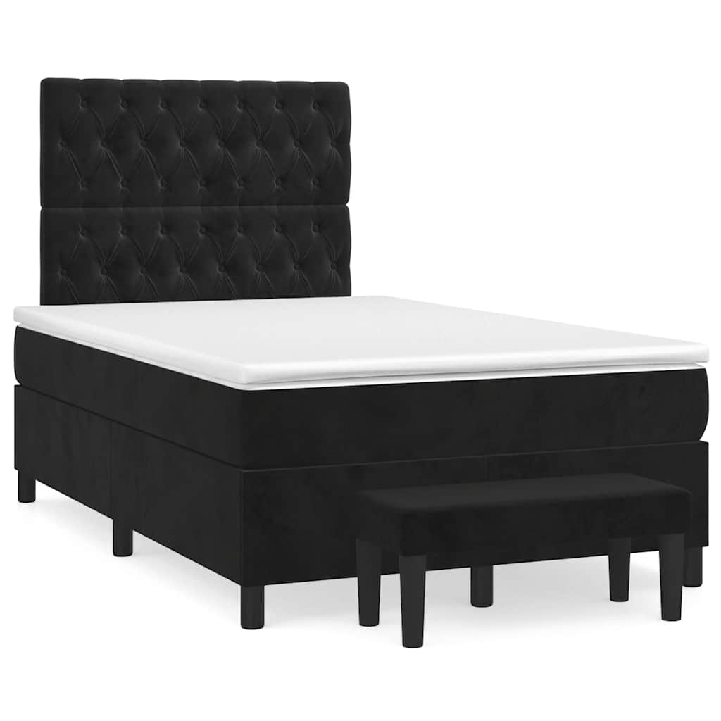 vidaXL Κρεβάτι Boxspring με Στρώμα Μαύρο 120x190 εκ. Βελούδινο