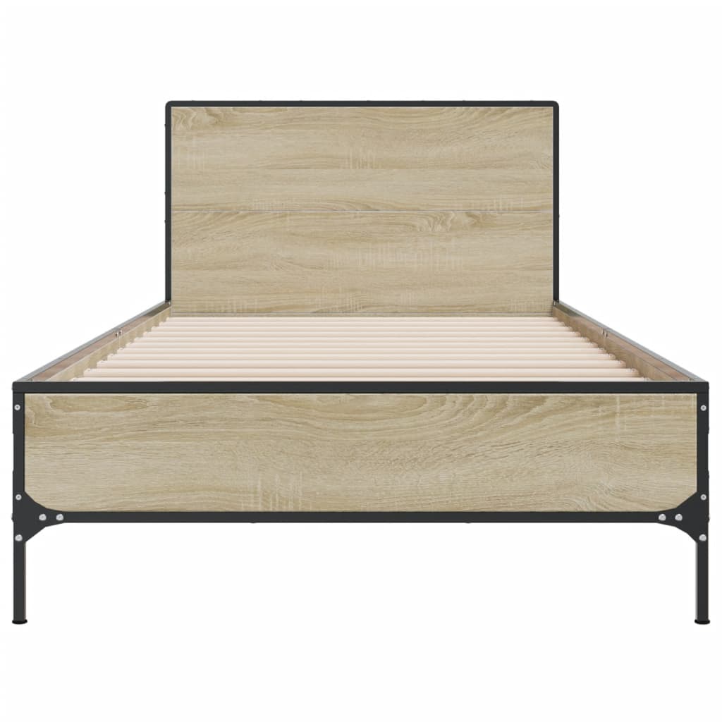 vidaXL Πλαίσιο Κρεβατιού Sonoma Δρυς 100x200 εκ. Επεξ. Ξύλο & Μέταλλο