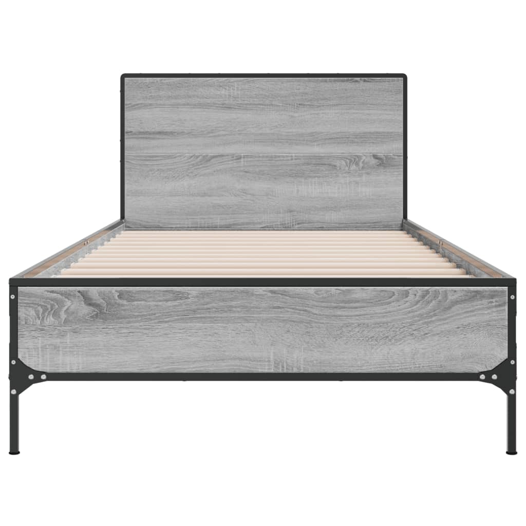 vidaXL Πλαίσιο Κρεβατιού Γκρι Sonoma 100x200 εκ. Επεξ. Ξύλο & Μέταλλο