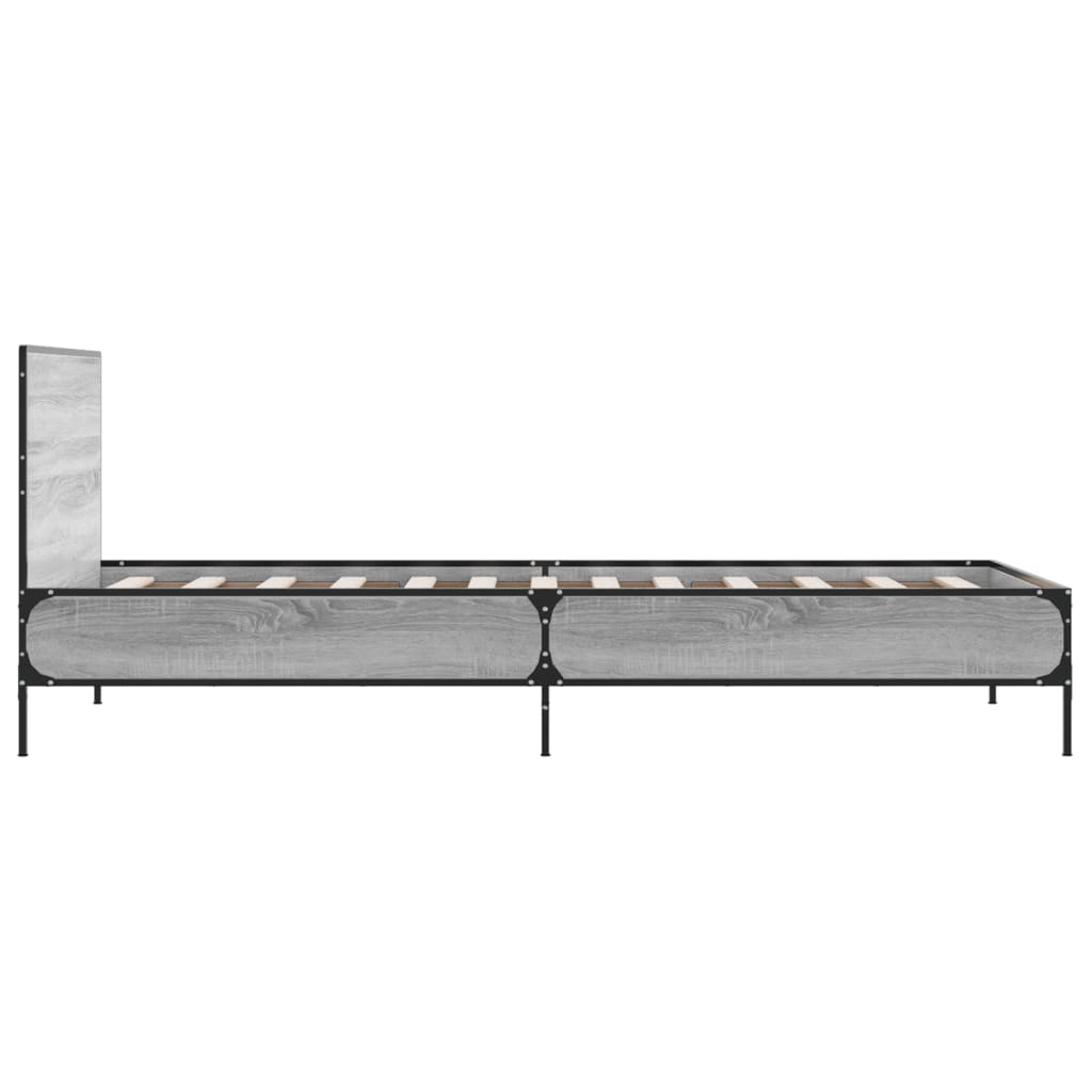 vidaXL Πλαίσιο Κρεβατιού Γκρι Sonoma 75x190 εκ. Επεξ. Ξύλο & Μέταλλο