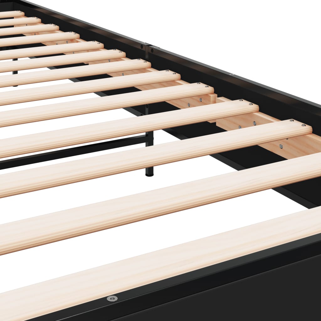 vidaXL Πλαίσιο Κρεβατιού Μαύρο 90 x 200 εκ. Επεξ. Ξύλο & Μέταλλο