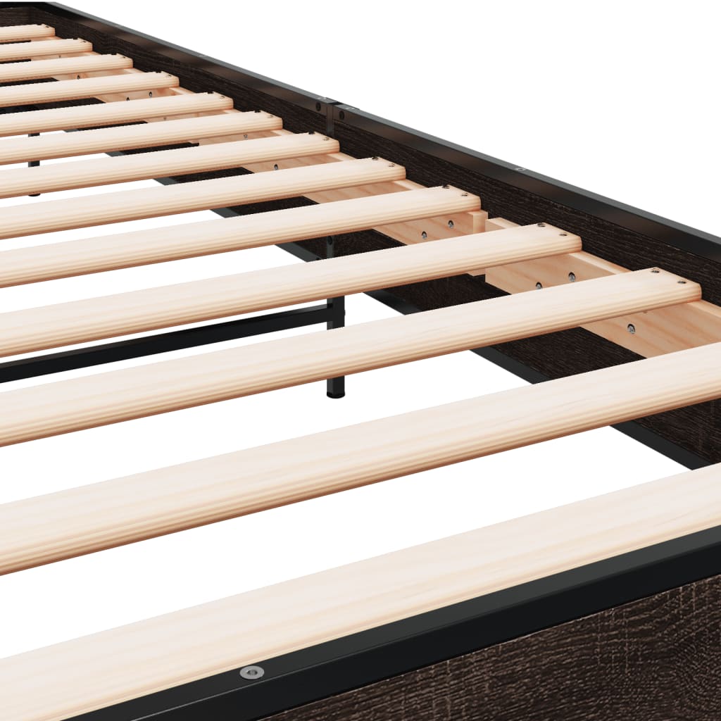 vidaXL Πλαίσιο Κρεβατιού Καφέ Δρυς 90x200 εκ. Επεξ. Ξύλο & Μέταλλο