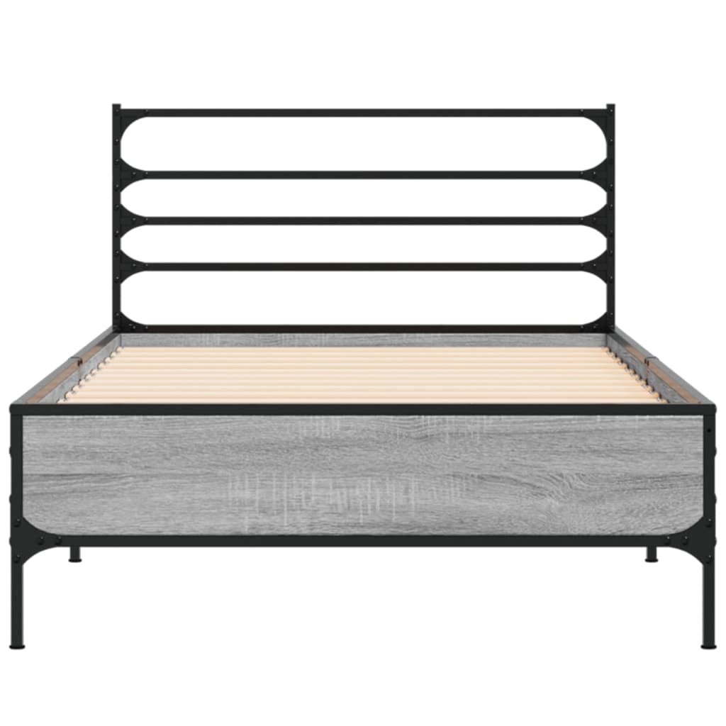vidaXL Πλαίσιο Κρεβατιού Γκρι Sonoma 100x200 εκ. Επεξ. Ξύλο & Μέταλλο