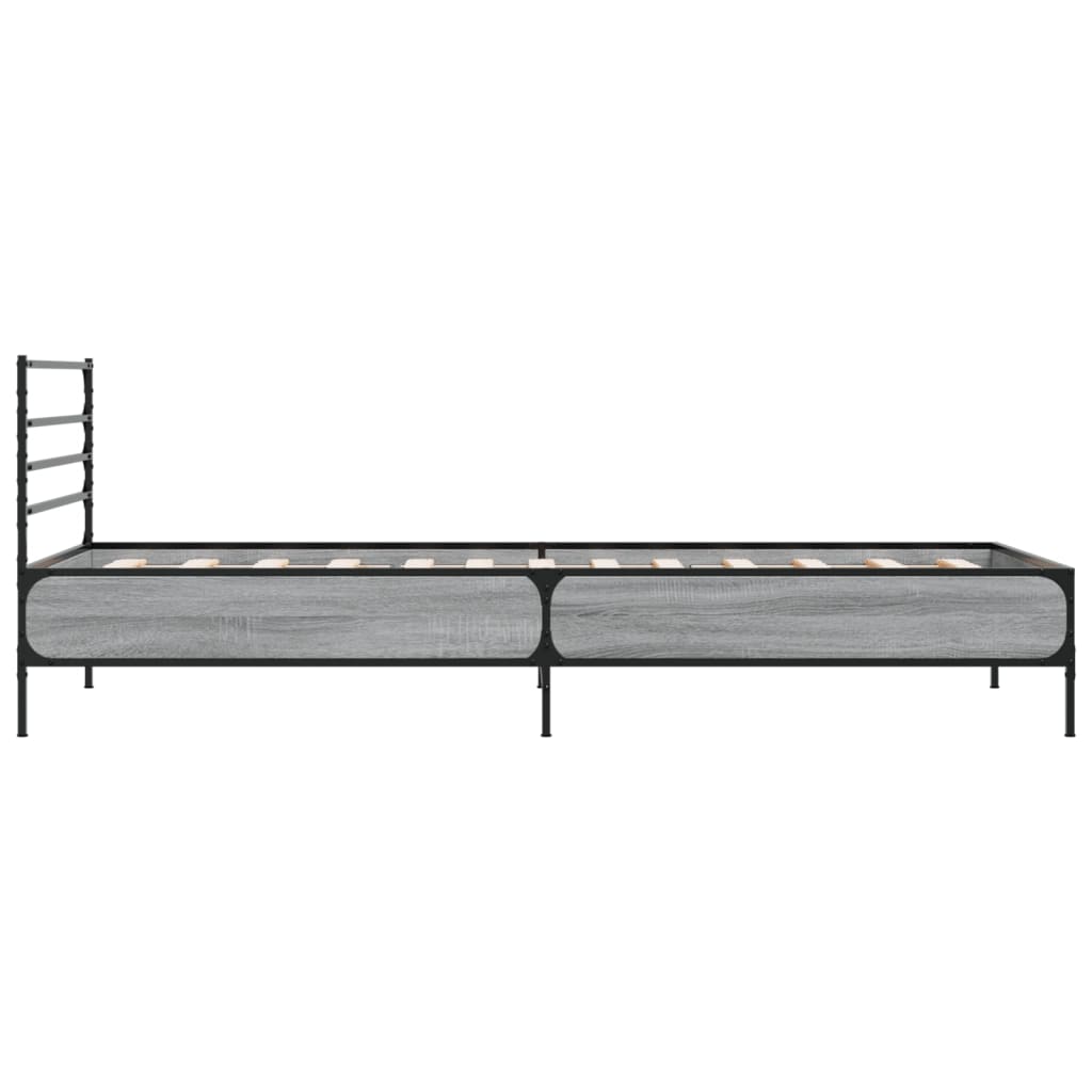 vidaXL Πλαίσιο Κρεβατιού Γκρι Sonoma 100x200 εκ. Επεξ. Ξύλο & Μέταλλο