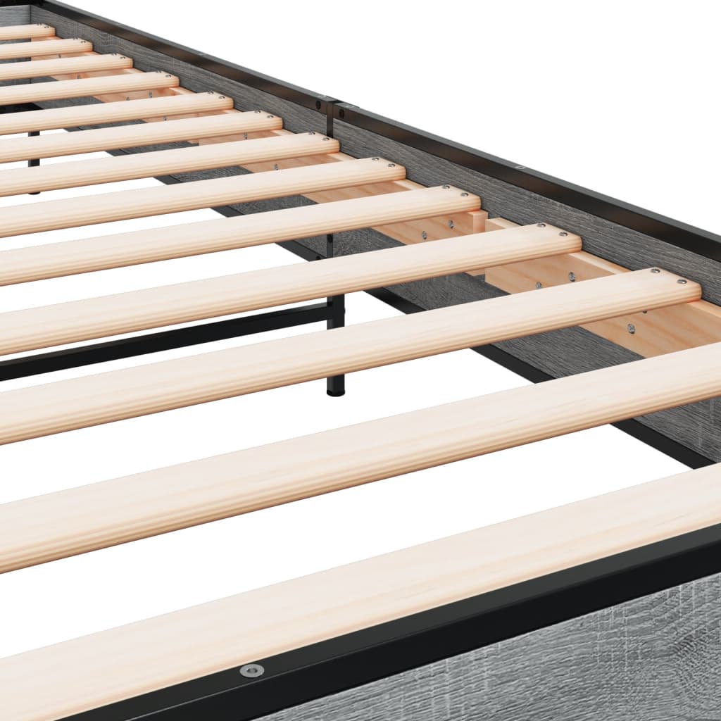 vidaXL Πλαίσιο Κρεβατιού Γκρι Sonoma 100x200 εκ. Επεξ. Ξύλο & Μέταλλο