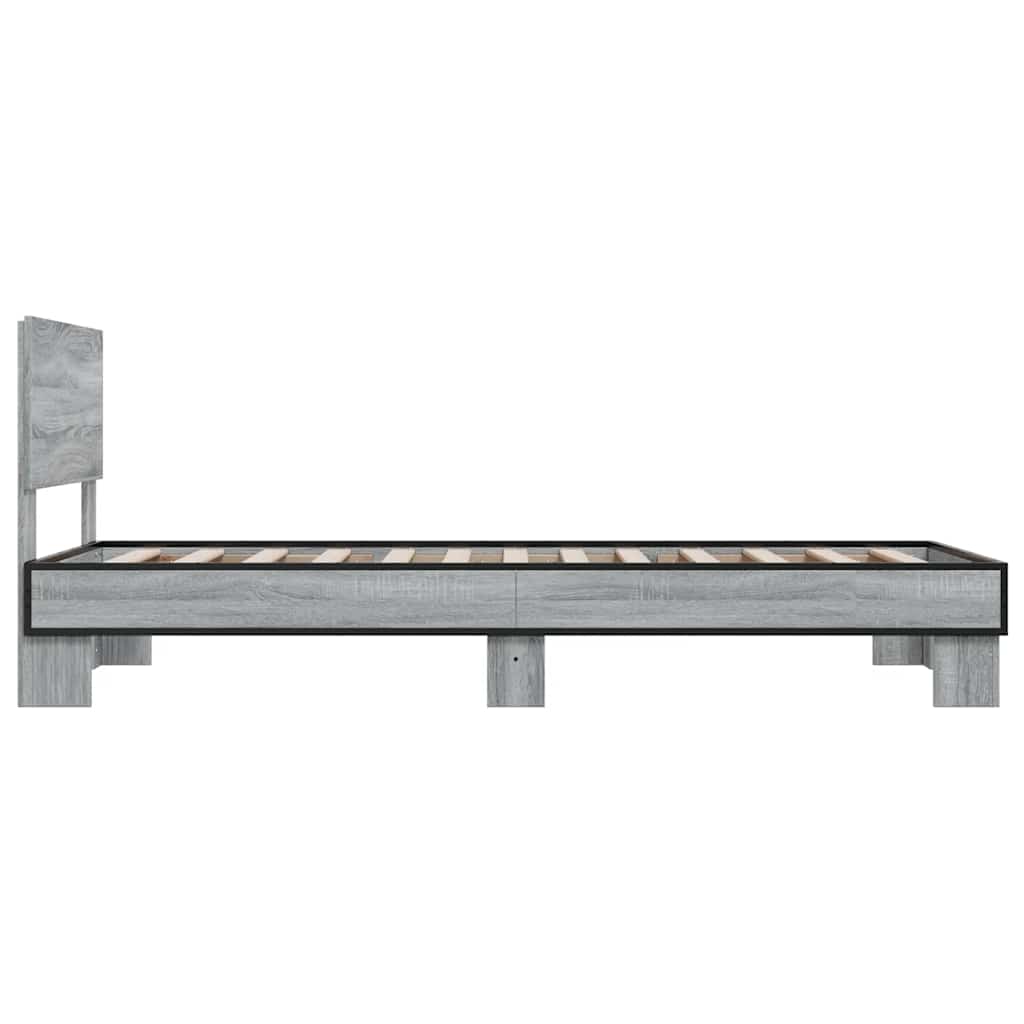 vidaXL Πλαίσιο Κρεβατιού Γκρι Sonoma 75x190 εκ. Επεξ. Ξύλο & Μέταλλο