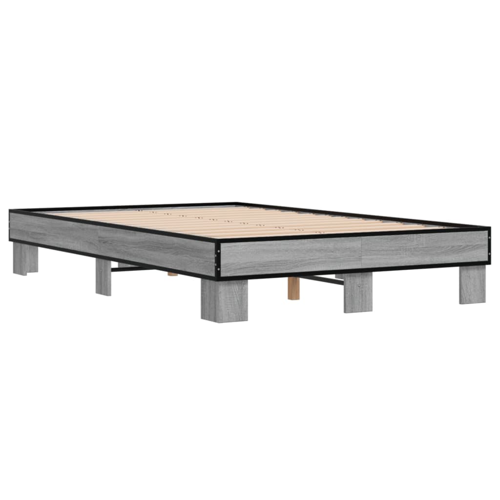 vidaXL Πλαίσιο Κρεβατιού Γκρι Sonoma 140x200 εκ. Επεξ. Ξύλο & Μέταλλο