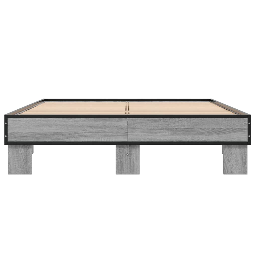 vidaXL Πλαίσιο Κρεβατιού Γκρι Sonoma 140x200 εκ. Επεξ. Ξύλο & Μέταλλο