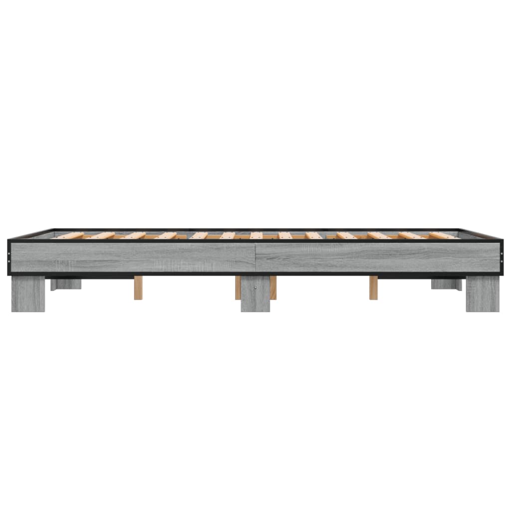 vidaXL Πλαίσιο Κρεβατιού Γκρι Sonoma 140x200 εκ. Επεξ. Ξύλο & Μέταλλο