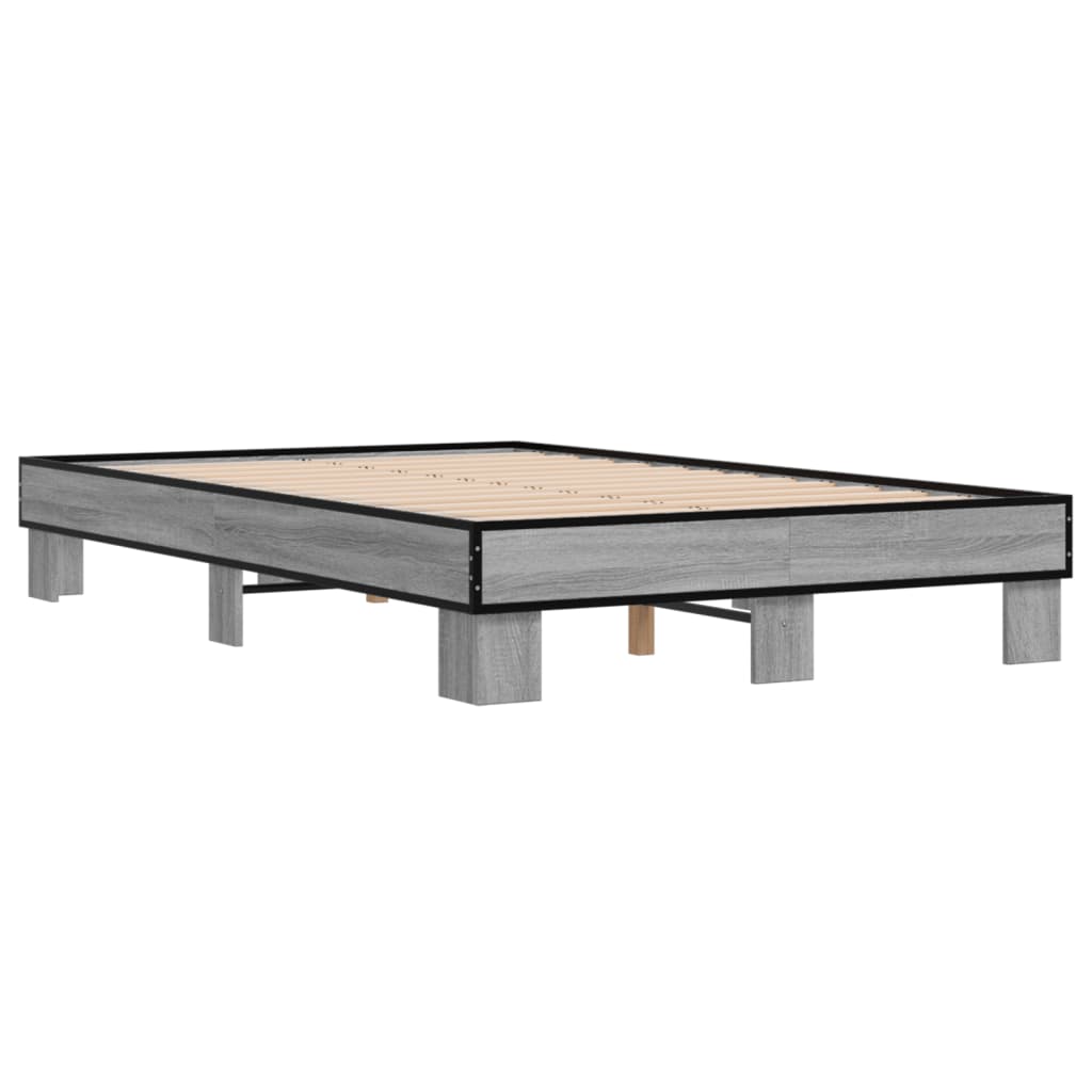 vidaXL Πλαίσιο Κρεβατιού Γκρι Sonoma 140x200 εκ. Επεξ. Ξύλο & Μέταλλο