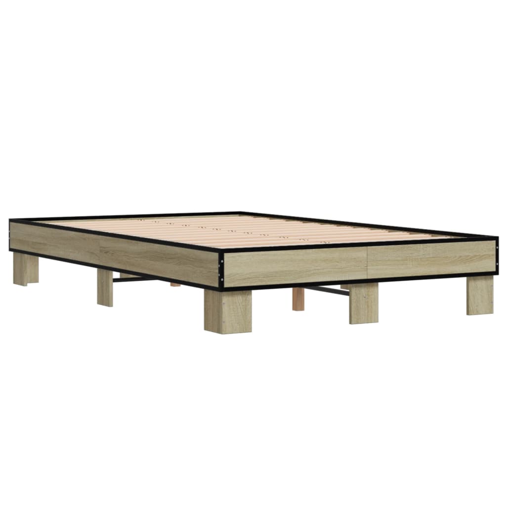 vidaXL Πλαίσιο Κρεβατιού Sonoma Δρυς 120x200 εκ. Επεξ. Ξύλο & Μέταλλο
