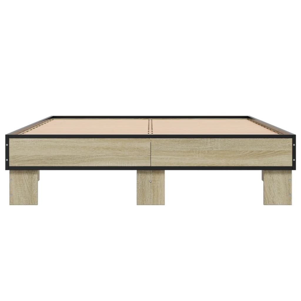 vidaXL Πλαίσιο Κρεβατιού Sonoma Δρυς 120x200 εκ. Επεξ. Ξύλο & Μέταλλο