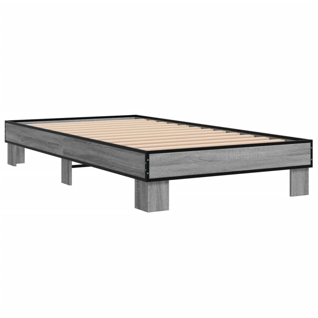 vidaXL Πλαίσιο Κρεβατιού Γκρι Sonoma 100x200 εκ. Επεξ. Ξύλο & Μέταλλο