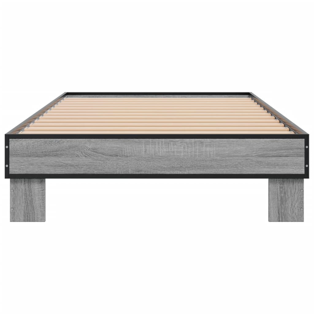 vidaXL Πλαίσιο Κρεβατιού Γκρι Sonoma 100x200 εκ. Επεξ. Ξύλο & Μέταλλο