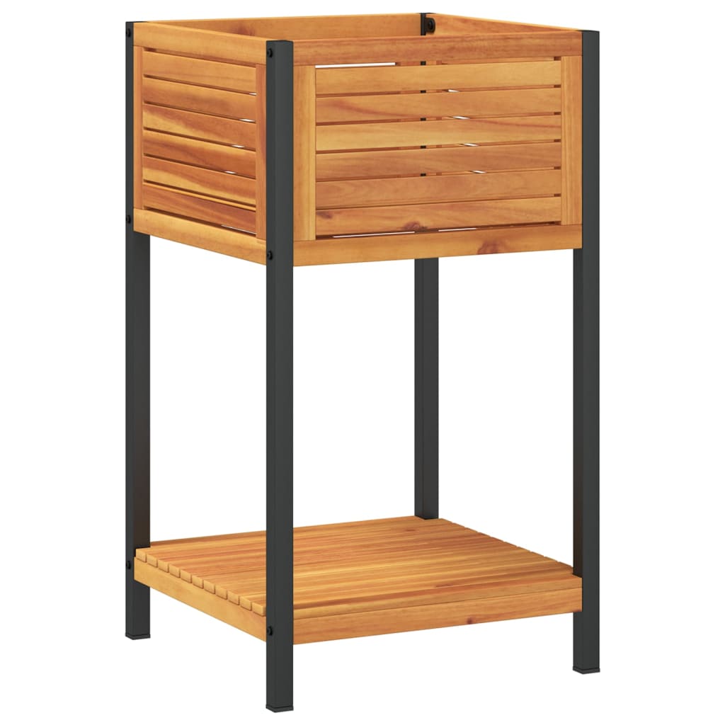 vidaXL Ζαρντινιέρα Κήπου με Ράφι 45x45x80 εκ. Μασίφ Ακακία/Ατσάλι