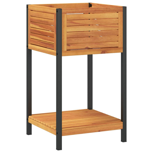 vidaXL Ζαρντινιέρα Κήπου με Ράφι 45x45x80 εκ. Μασίφ Ακακία/Ατσάλι