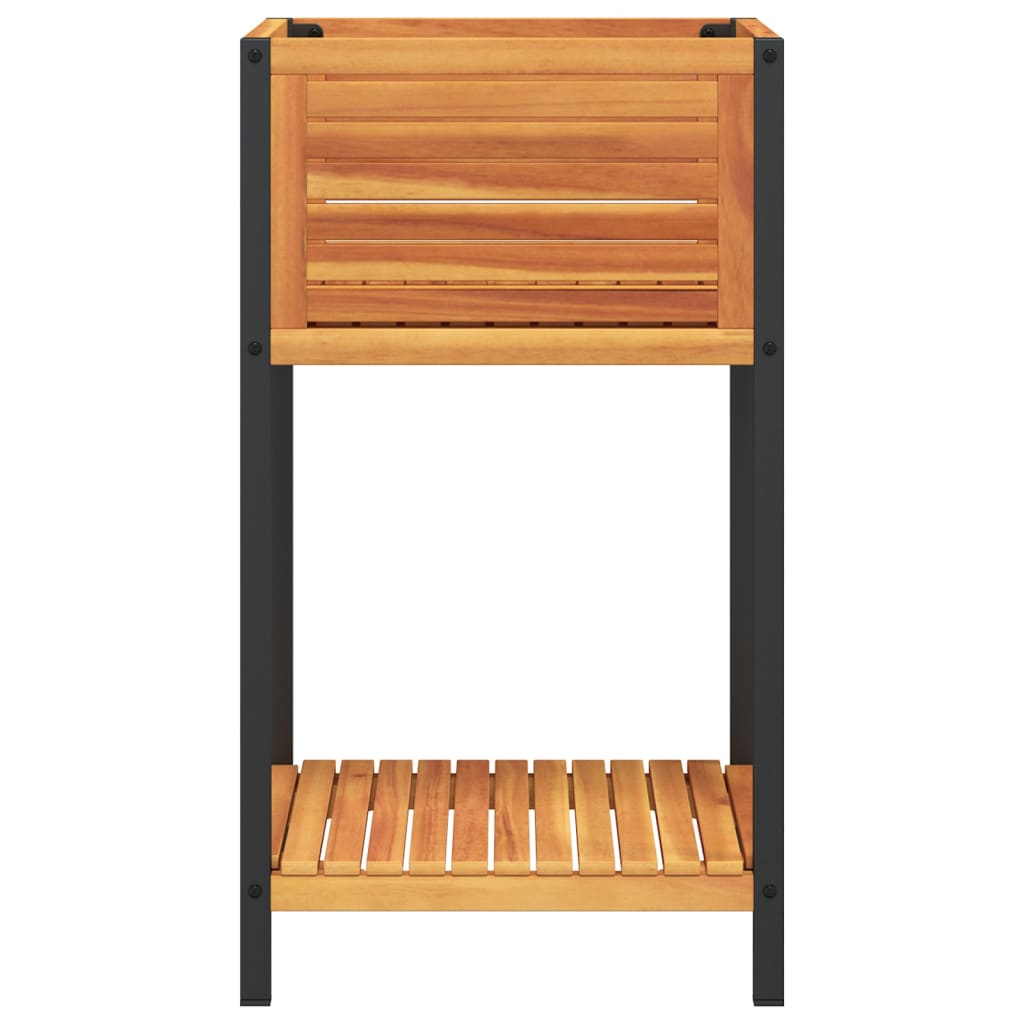 vidaXL Ζαρντινιέρα Κήπου με Ράφι 45x45x80 εκ. Μασίφ Ακακία/Ατσάλι