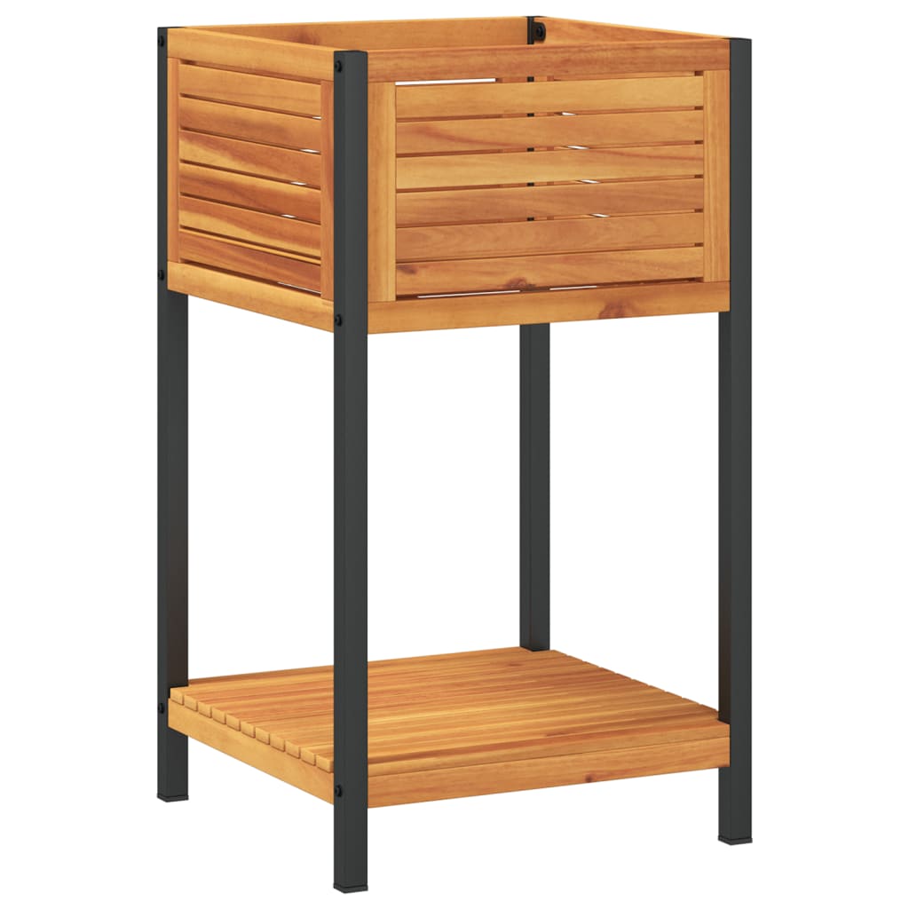vidaXL Ζαρντινιέρα Κήπου με Ράφι 45x45x80 εκ. Μασίφ Ακακία/Ατσάλι