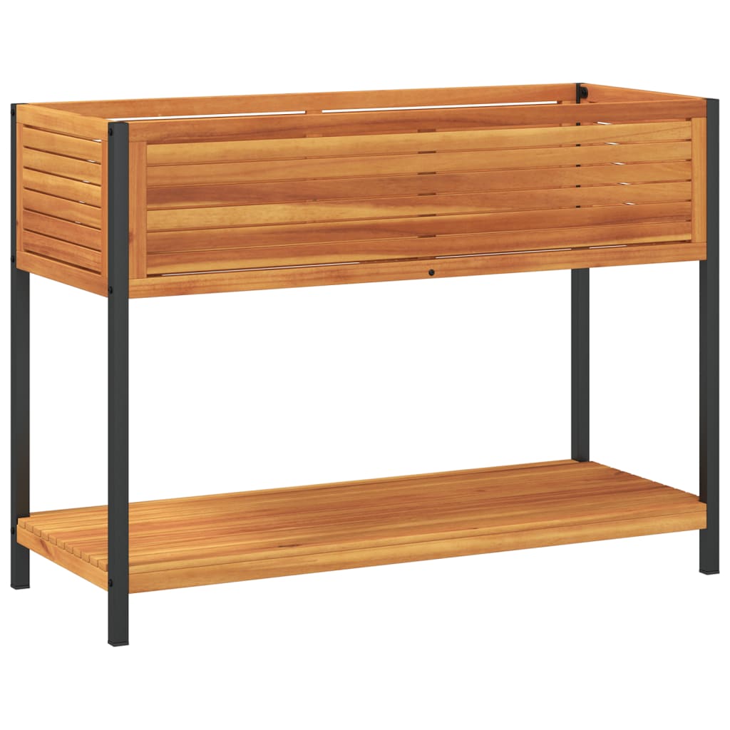 vidaXL Ζαρντινιέρα Κήπου με Ράφι 110x45x80 εκ. Μασίφ Ακακία/Ατσάλι