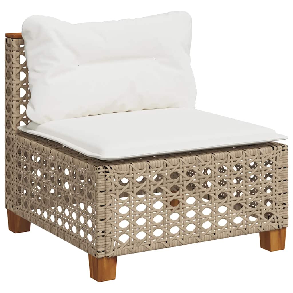 vidaXL Σετ Καναπέ Κήπου 10 τεμ. Μπεζ Συνθετικό Ρατάν με Μαξιλάρια