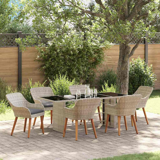 vidaXL Σέτ φαγητού για κήπο 7 pcs Ανοιχτό γκρι συνθετικό ρατάν