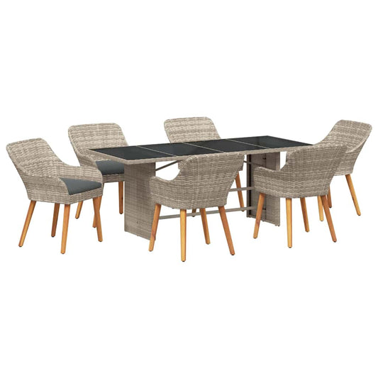 vidaXL Σέτ φαγητού για κήπο 7 pcs Ανοιχτό γκρι συνθετικό ρατάν