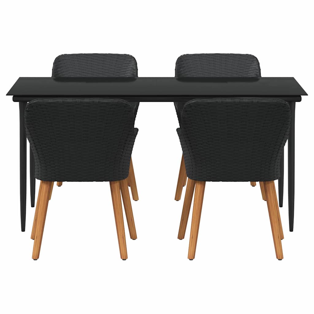 vidaXL 5 Τεμαχίων Σετ Τραπεζαρίας Κήπου Μαύρου Πολυ Ρατάν