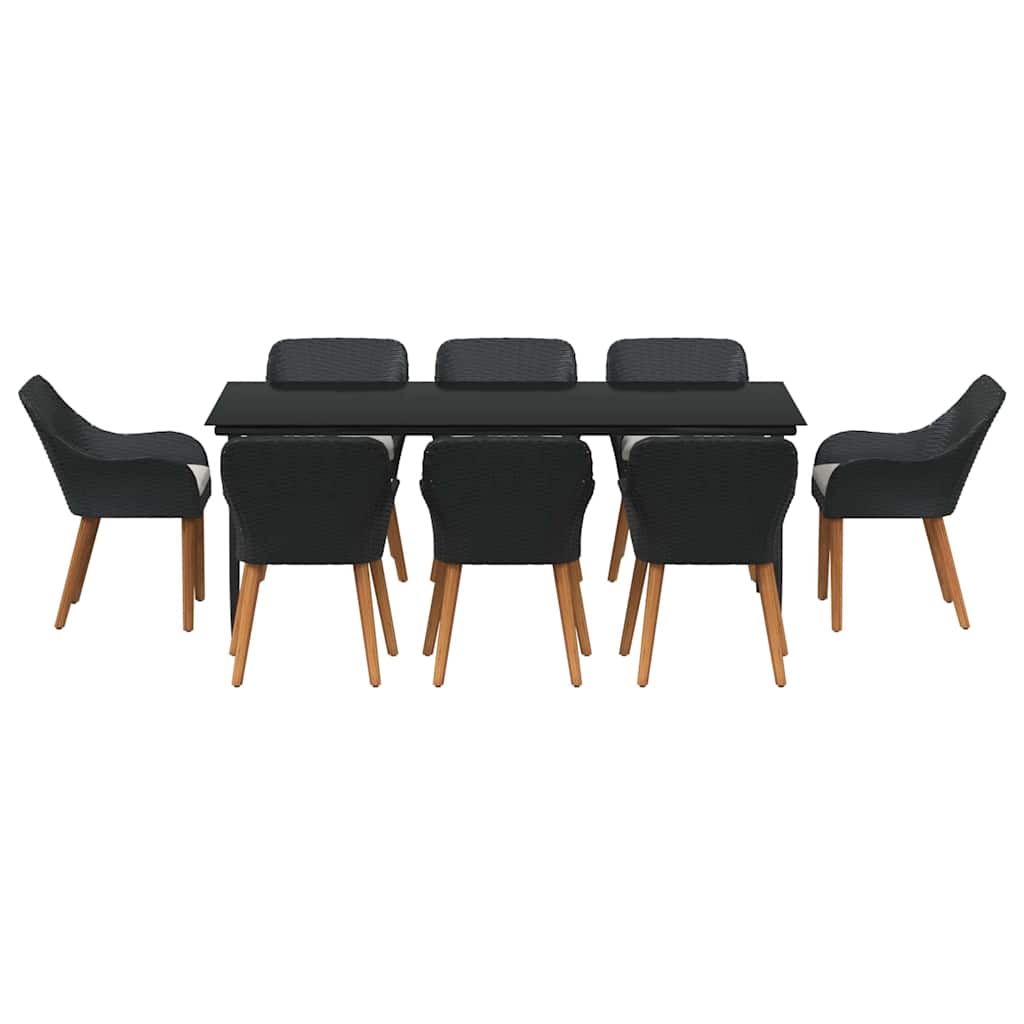 vidaXL Σέτ Εξωτερικής Σίτισης 9 Τεμαχίων Μαύρο Συνθετικό Ρατάν