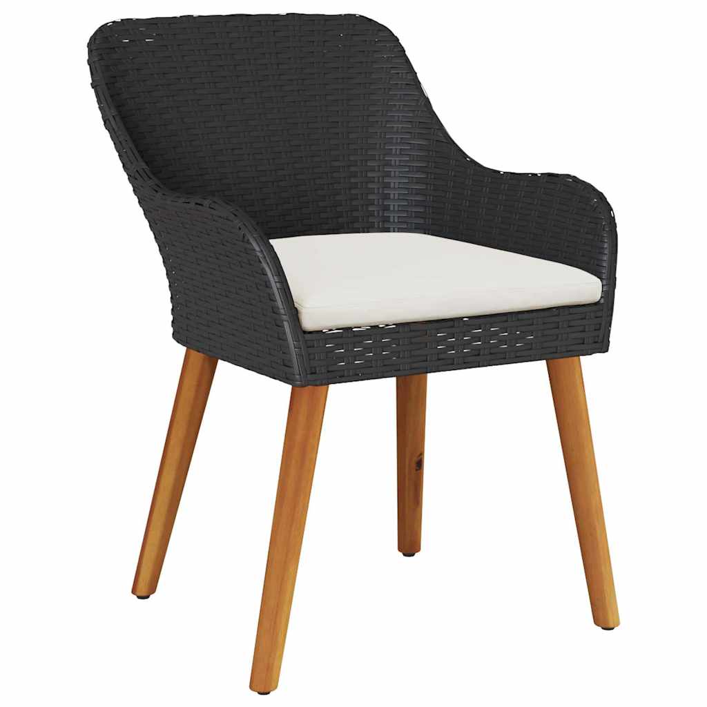 vidaXL Σετ Τραπεζαρίας Κήπου 9 Τεμαχίων Μαύρο Πολυ Ρατάν