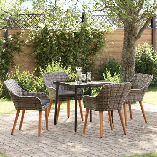 vidaXL Σέτ φαγητού για κήπο με μαξιλάρι 5 pcs Γκρι συνθετικό ρατάν