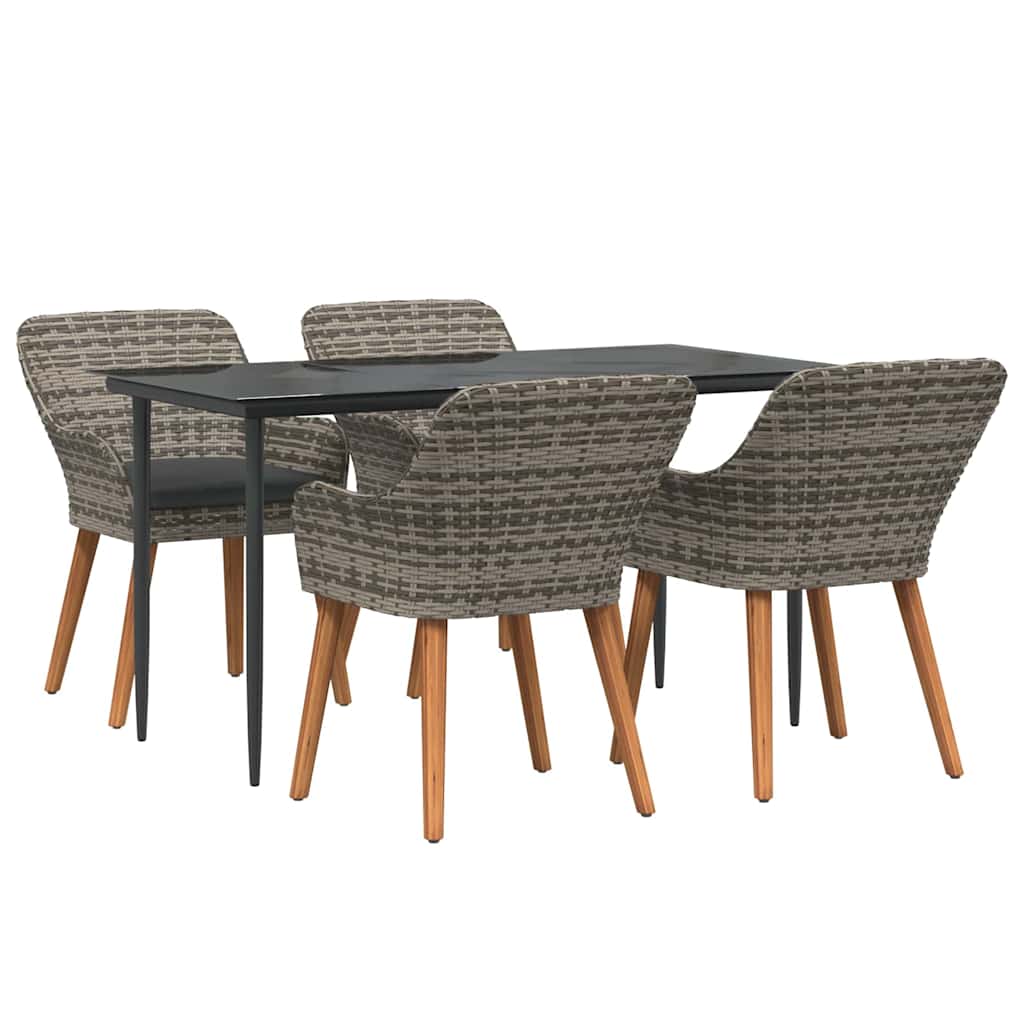 vidaXL Σέτ φαγητού για κήπο με μαξιλάρι 5 pcs Γκρι συνθετικό ρατάν