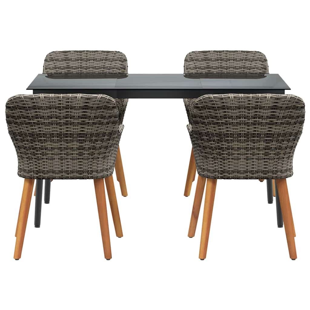 vidaXL 5 Τεμαχίων Σετ Τραπεζαρίας Κήπου Γκρι Συνθετική Ρατάν