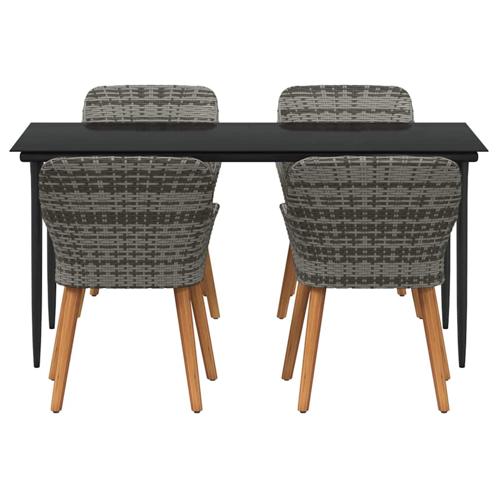 vidaXL Σετ τραπεζαρίας 5 τεμαχίων Γκρι Πολυ Ράτα