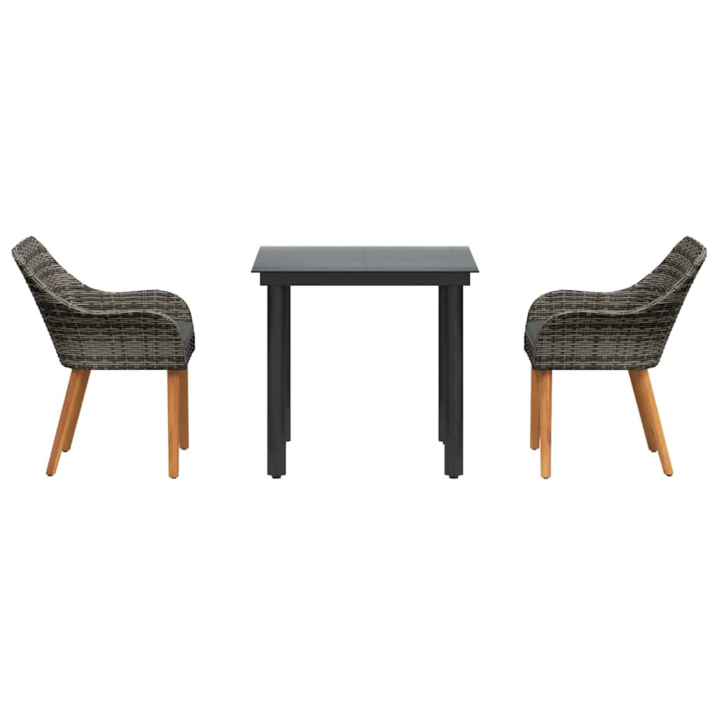 vidaXL Σετ Τραπεζαρίας Κήπου 3 Τεμαχίων Γκρι Πολυ Ρατάν