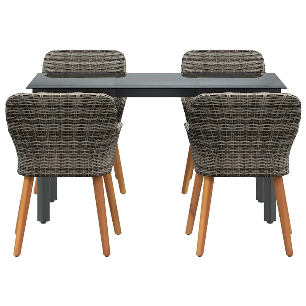 vidaXL Σετ Τραπεζαρίας Κήπου 5 Τεμαχίων Γκρι Πολυ-Ρατάν