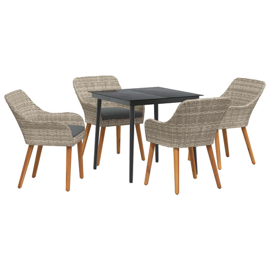 vidaXL Σέτ φαγητού για κήπο 5 pcs Ανοιχτό γκρι συνθετικό ρατάν